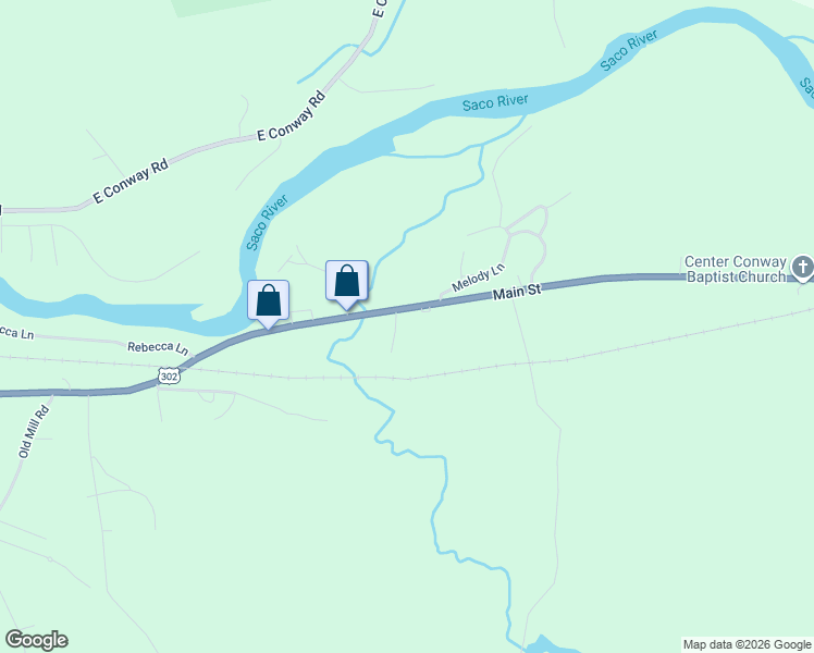 map of restaurants, bars, coffee shops, grocery stores, and more near 11 Essex Road in Conway