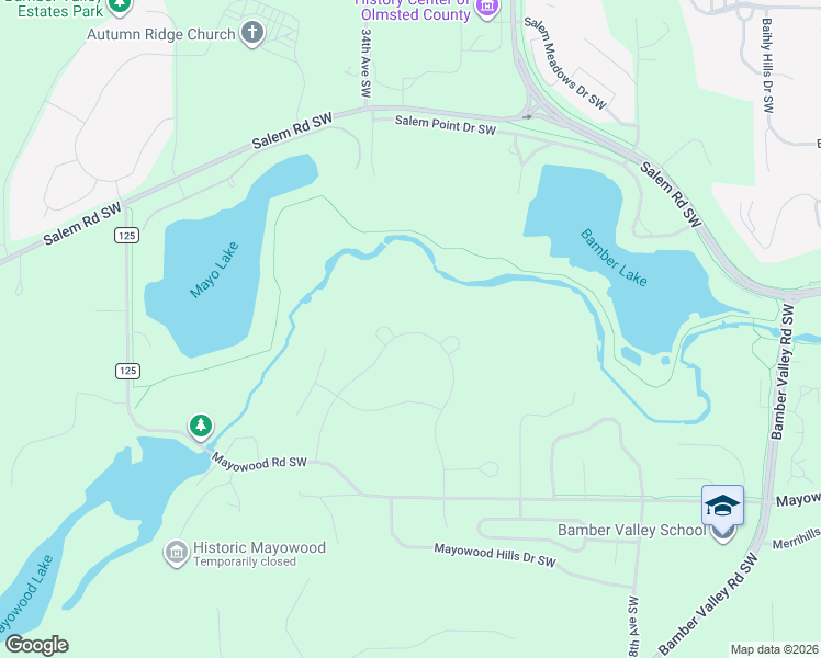 map of restaurants, bars, coffee shops, grocery stores, and more near 3325 Mayowood Road Southwest in Rochester