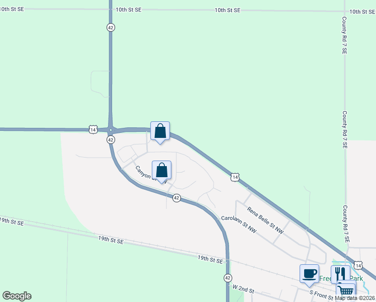 map of restaurants, bars, coffee shops, grocery stores, and more near 272 Whetstone Place Northwest in Eyota