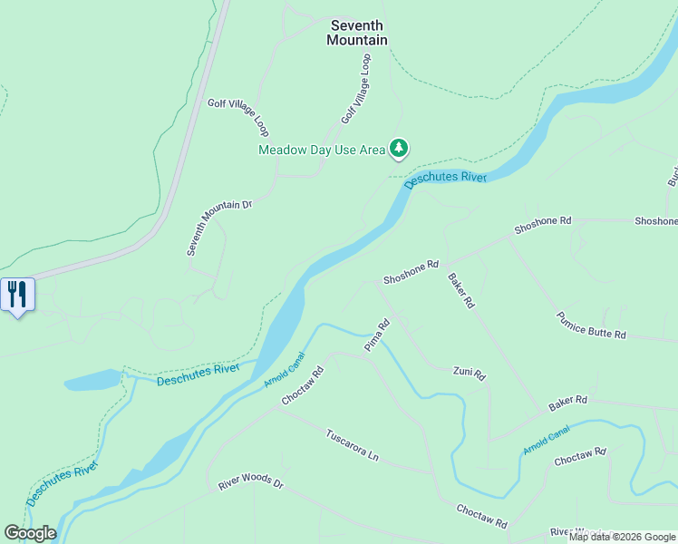 map of restaurants, bars, coffee shops, grocery stores, and more near 18831 Baker Road in Bend