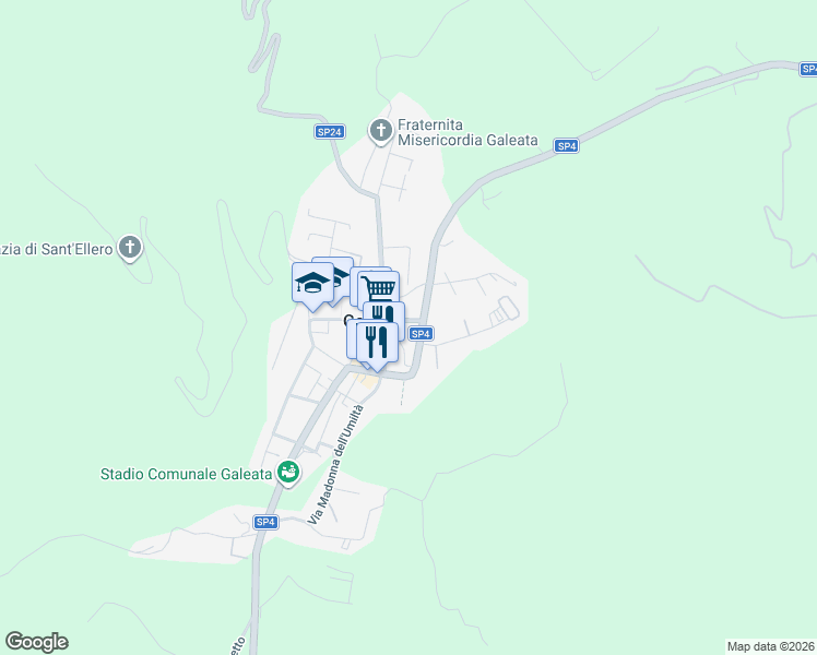 map of restaurants, bars, coffee shops, grocery stores, and more near 8 SP24 in Galeata