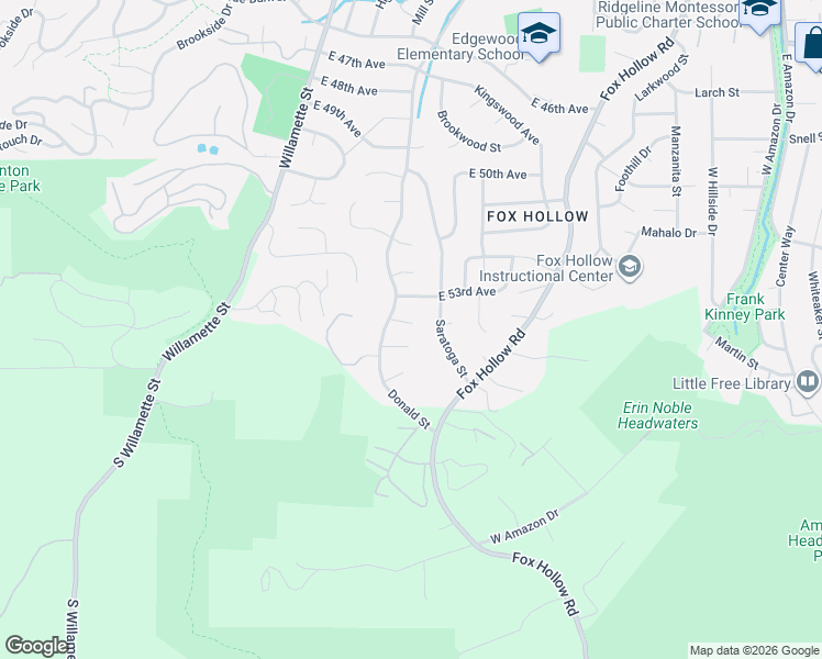 map of restaurants, bars, coffee shops, grocery stores, and more near 5329 Donald Street in Eugene