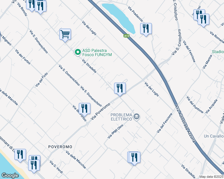 map of restaurants, bars, coffee shops, grocery stores, and more near 112 Via Stradella in Massa