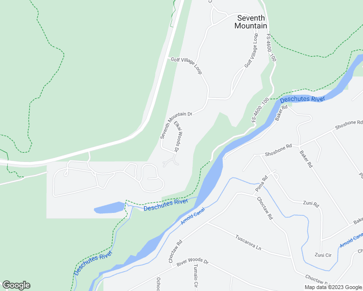 map of restaurants, bars, coffee shops, grocery stores, and more near 60532 Elkai Woods Drive in Bend