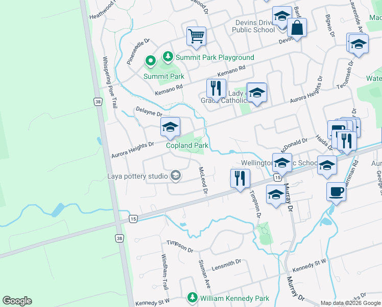 map of restaurants, bars, coffee shops, grocery stores, and more near in Aurora