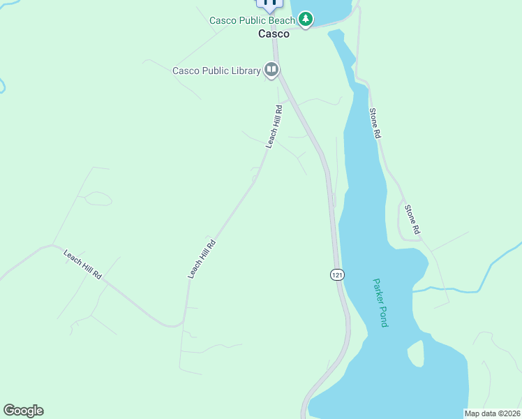 map of restaurants, bars, coffee shops, grocery stores, and more near 86 Leach Hill Road in Casco