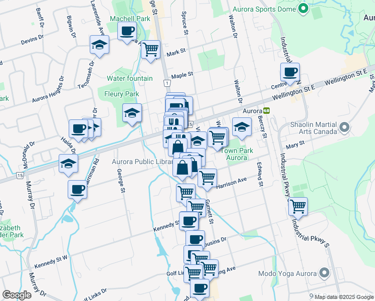 map of restaurants, bars, coffee shops, grocery stores, and more near 15 Tyler Street in Aurora