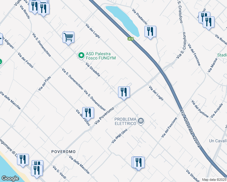 map of restaurants, bars, coffee shops, grocery stores, and more near 112 Via Stradella in Massa