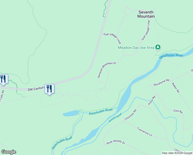 map of restaurants, bars, coffee shops, grocery stores, and more near 60495 Seventh Mountain Drive in Bend