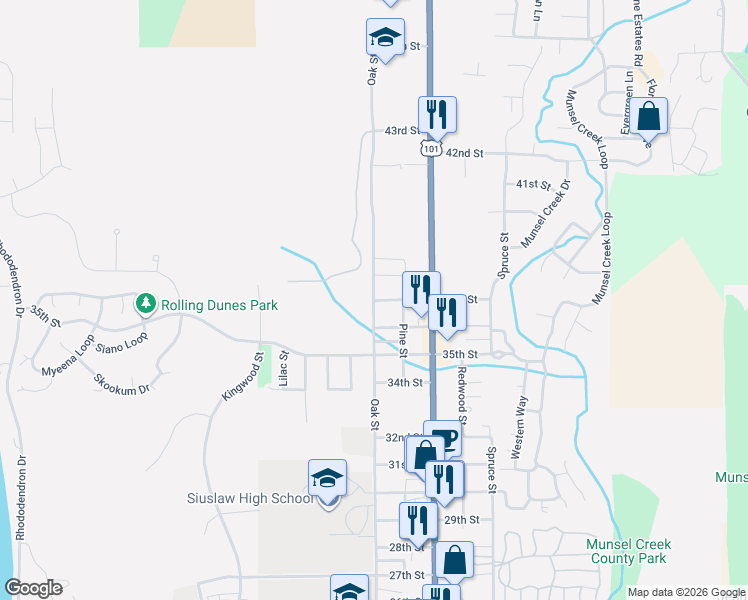 map of restaurants, bars, coffee shops, grocery stores, and more near 1571 37th Street in Florence