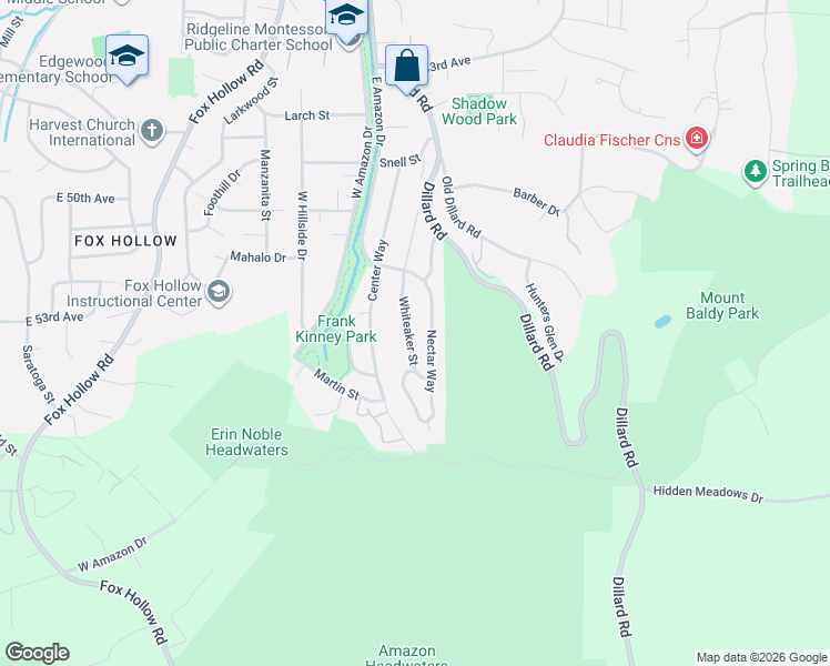 map of restaurants, bars, coffee shops, grocery stores, and more near 5035 Whiteaker Street in Eugene