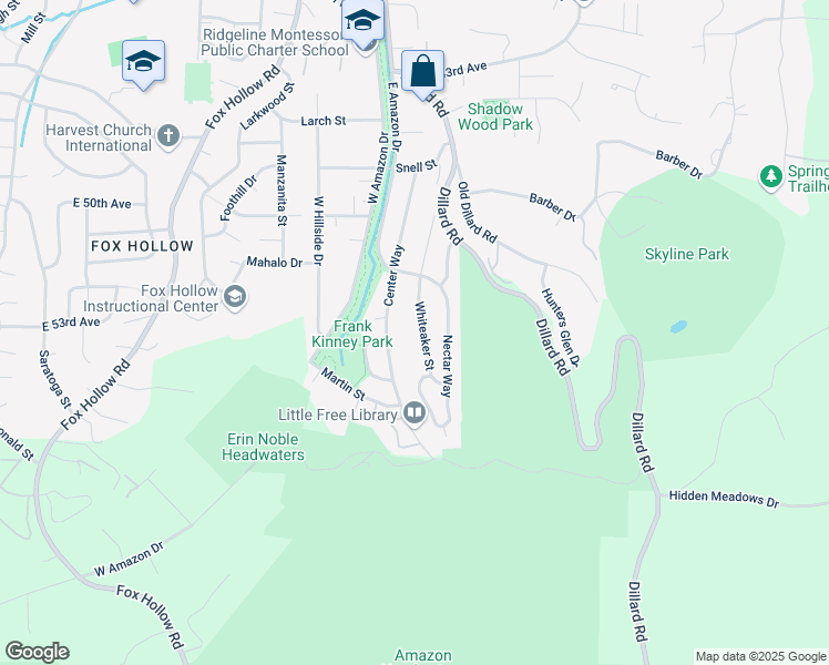 map of restaurants, bars, coffee shops, grocery stores, and more near 4985 Center Way in Eugene