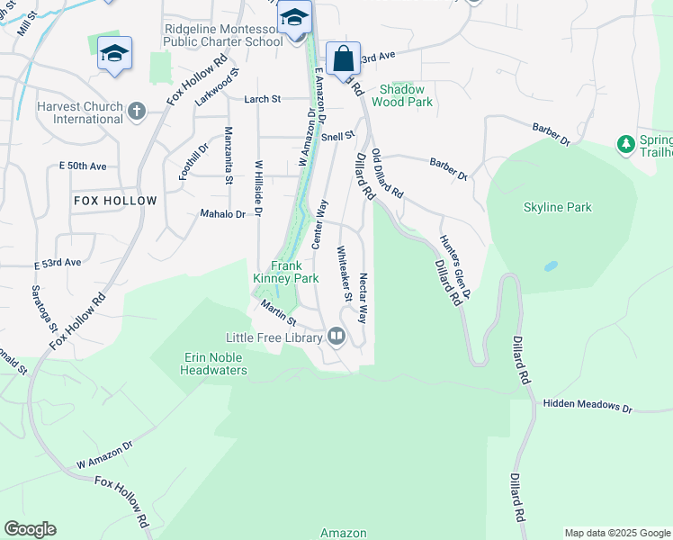 map of restaurants, bars, coffee shops, grocery stores, and more near 4985 Center Way in Eugene