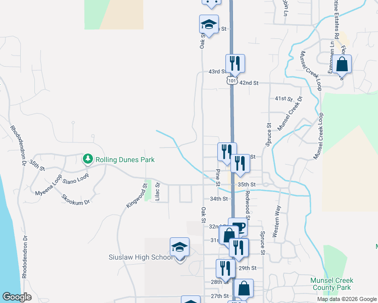 map of restaurants, bars, coffee shops, grocery stores, and more near 1571 37th Street in Florence