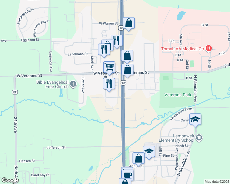 map of restaurants, bars, coffee shops, grocery stores, and more near 1000 North Superior Avenue in Tomah