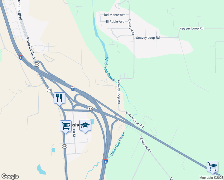 map of restaurants, bars, coffee shops, grocery stores, and more near 34956 Seavey Loop Road in Eugene