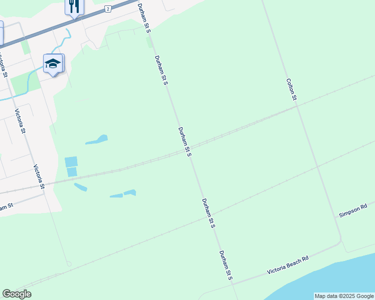 map of restaurants, bars, coffee shops, grocery stores, and more near 2 Durham Street South in Northumberland County