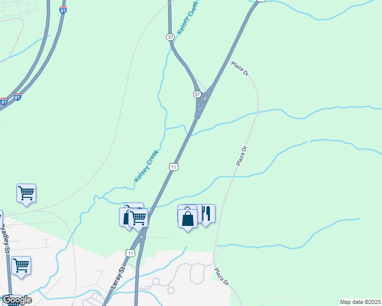 map of restaurants, bars, coffee shops, grocery stores, and more near 22334 U.S. 11 in Watertown