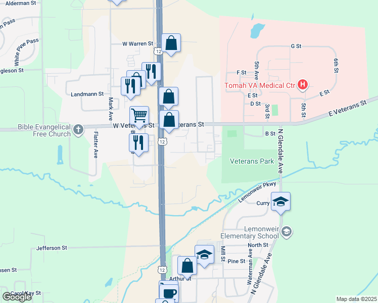 map of restaurants, bars, coffee shops, grocery stores, and more near 220 Murdock Street in Tomah