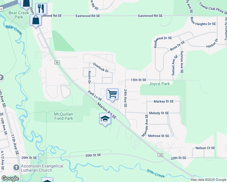 map of restaurants, bars, coffee shops, grocery stores, and more near 86 Paradise Trailer Court in Rochester