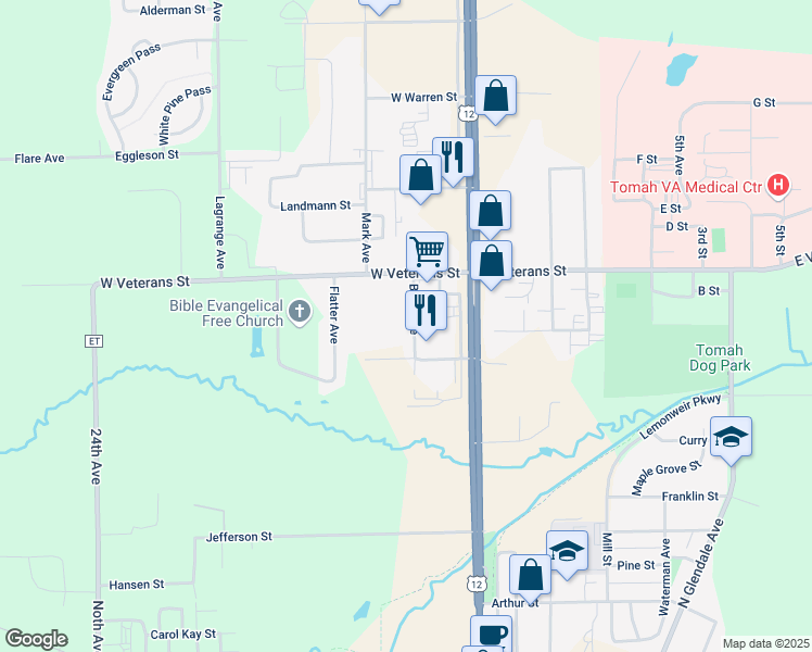 map of restaurants, bars, coffee shops, grocery stores, and more near 1012 Berry Avenue in Tomah