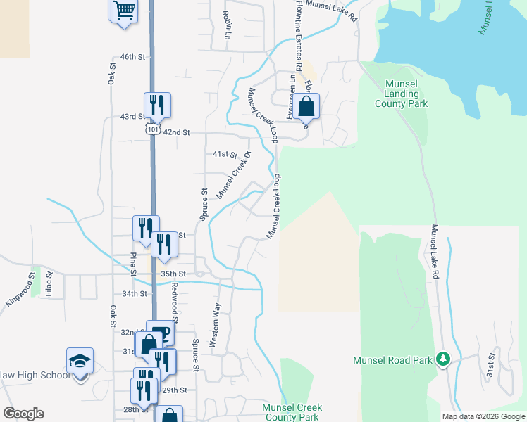 map of restaurants, bars, coffee shops, grocery stores, and more near 614 38th Place in Florence