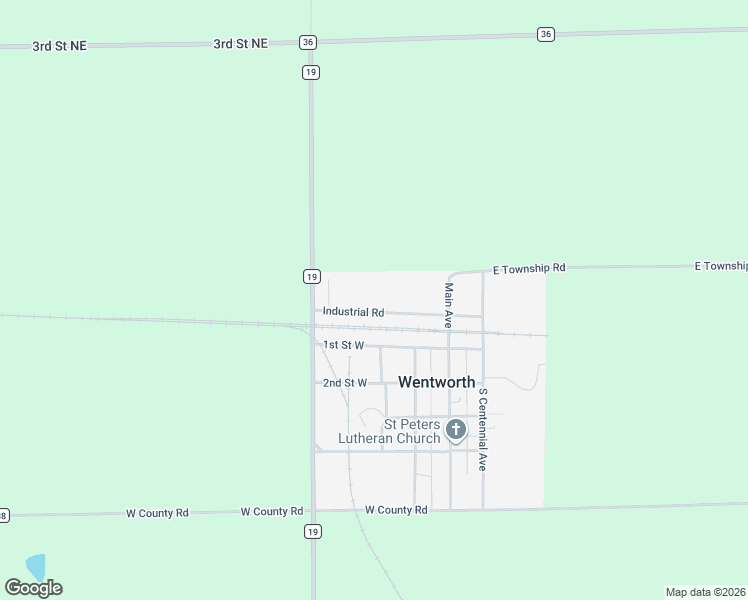 map of restaurants, bars, coffee shops, grocery stores, and more near 202 Dakota Avenue in Wentworth