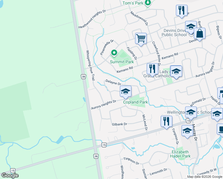 map of restaurants, bars, coffee shops, grocery stores, and more near in Aurora