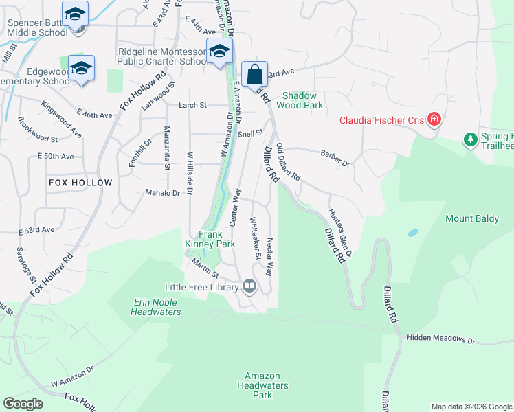 map of restaurants, bars, coffee shops, grocery stores, and more near 4990 Nectar Way in Eugene