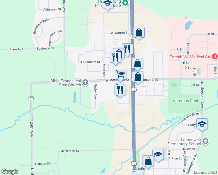 map of restaurants, bars, coffee shops, grocery stores, and more near 1010 Berry Avenue in Tomah