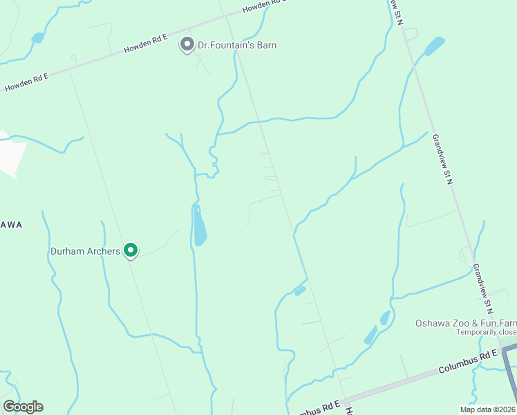 map of restaurants, bars, coffee shops, grocery stores, and more near 3668 Harmony Road North in Oshawa