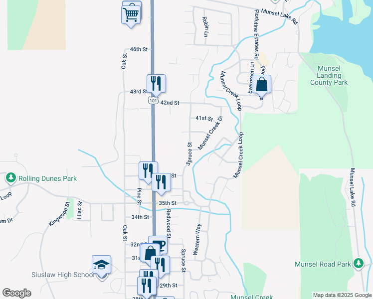 map of restaurants, bars, coffee shops, grocery stores, and more near 3952 Spruce Street in Florence