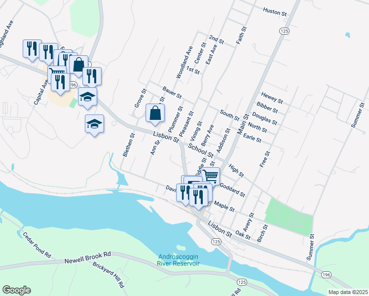 map of restaurants, bars, coffee shops, grocery stores, and more near 4 Vining Street in Lisbon