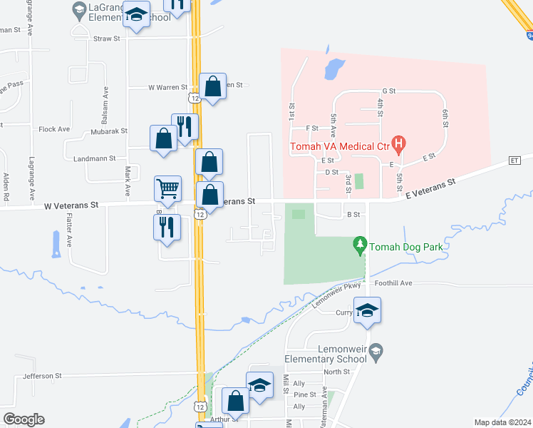 map of restaurants, bars, coffee shops, grocery stores, and more near 227 East Veterans Street in Tomah