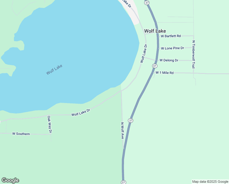 map of restaurants, bars, coffee shops, grocery stores, and more near 2022 Wolf Lake Drive in Baldwin