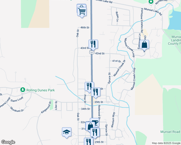map of restaurants, bars, coffee shops, grocery stores, and more near 3829 Oregon Coast Highway in Florence