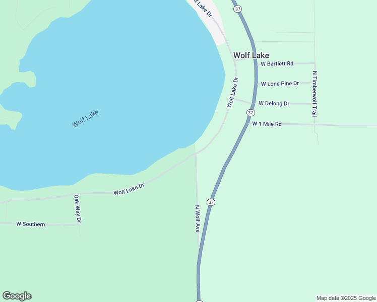 map of restaurants, bars, coffee shops, grocery stores, and more near 2022 Wolf Lake Drive in Baldwin
