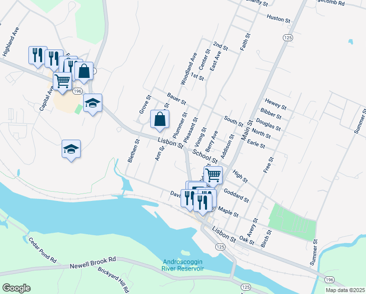 map of restaurants, bars, coffee shops, grocery stores, and more near 658 Lisbon Street in Lisbon