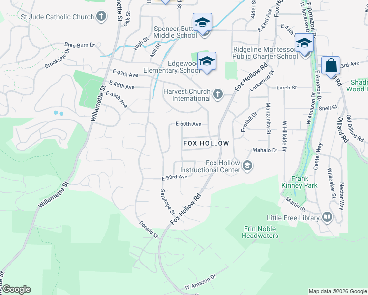map of restaurants, bars, coffee shops, grocery stores, and more near 505 Empress Avenue in Eugene