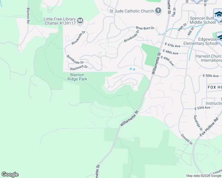 map of restaurants, bars, coffee shops, grocery stores, and more near 209 Trailside Loop in Eugene