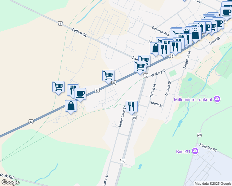 map of restaurants, bars, coffee shops, grocery stores, and more near 6 Rosemary Lane in Prince Edward