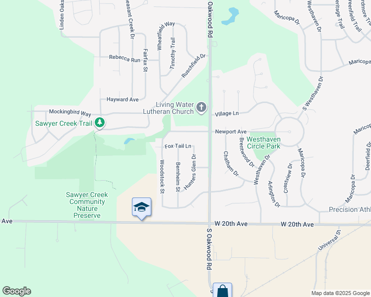map of restaurants, bars, coffee shops, grocery stores, and more near 2835 Fox Tail Lane in Oshkosh