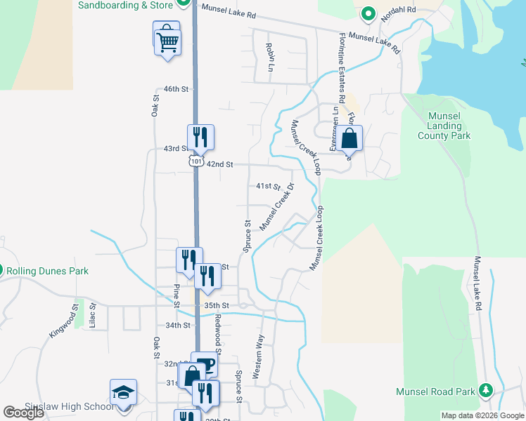 map of restaurants, bars, coffee shops, grocery stores, and more near 3952 Spruce Street in Florence