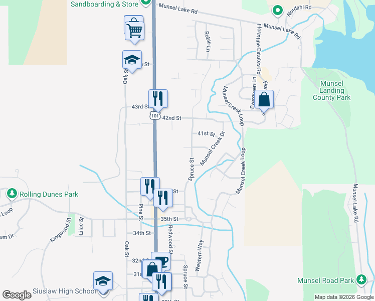 map of restaurants, bars, coffee shops, grocery stores, and more near 3952 Spruce Street in Florence
