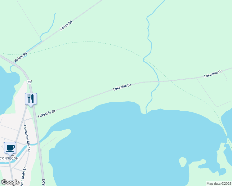 map of restaurants, bars, coffee shops, grocery stores, and more near 1507 Lakeside Drive in Prince Edward
