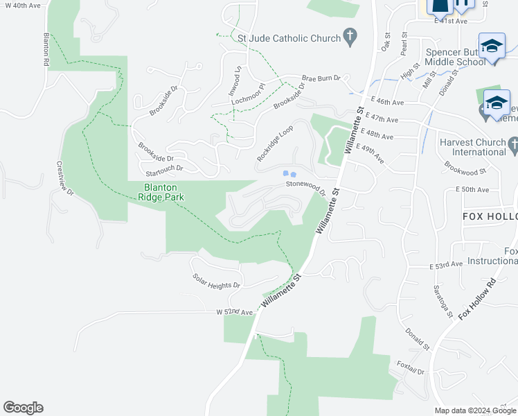 map of restaurants, bars, coffee shops, grocery stores, and more near 207 Trailside Loop in Eugene