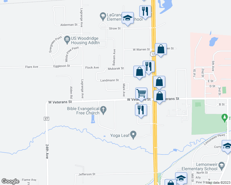 map of restaurants, bars, coffee shops, grocery stores, and more near 521 Kozarek Avenue in Tomah