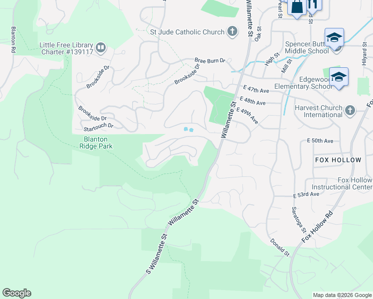 map of restaurants, bars, coffee shops, grocery stores, and more near 120 Treehill Loop in Eugene