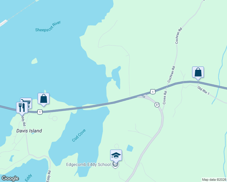 map of restaurants, bars, coffee shops, grocery stores, and more near 2-64 Englebrekt Road in Edgecomb
