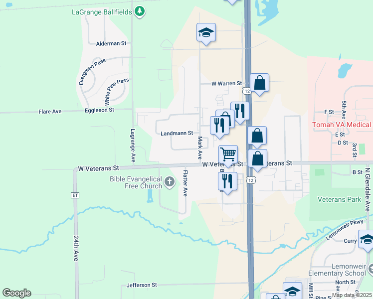 map of restaurants, bars, coffee shops, grocery stores, and more near 523 Landmann Street in Tomah